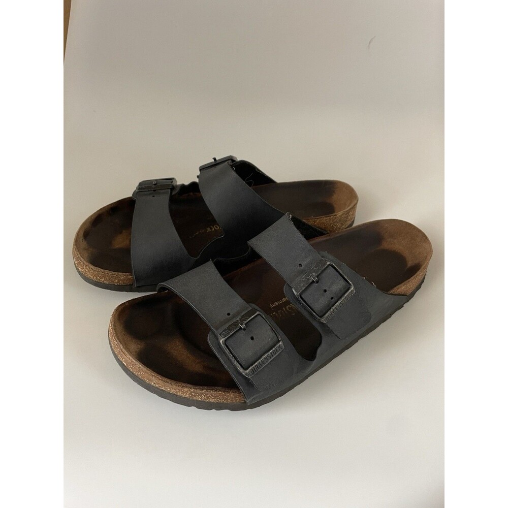 Birkenstock Arizona Black Leather Sandals Shoes Men's Size 43 US Size 10 -10.5